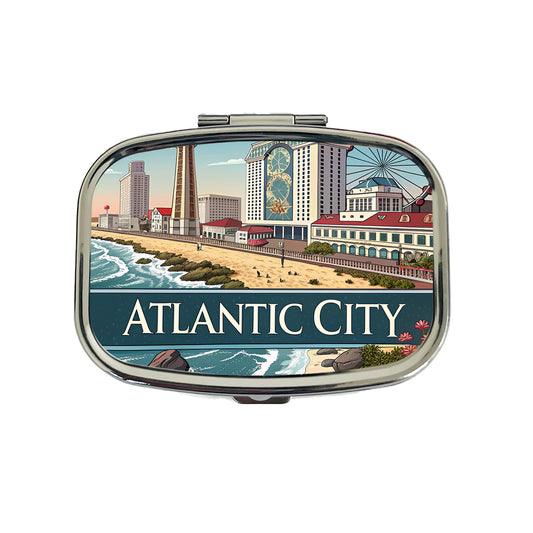 Atlantic City, New Jersey NJ Travel City State Stamp Travel Pill Box Case
