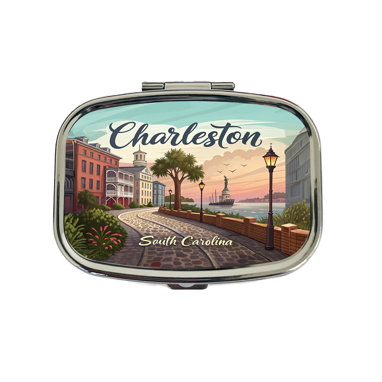 Charleston, South Carolina SC Travel City State Stamp Travel Pill Box Case