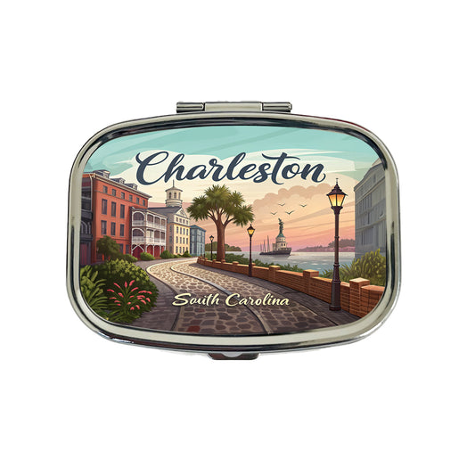 Charleston, South Carolina SC Travel City State Stamp Travel Pill Box Case