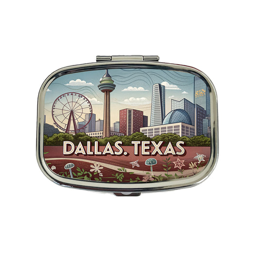 Dallas, Texas TX Travel City State Stamp Travel Pill Box Case
