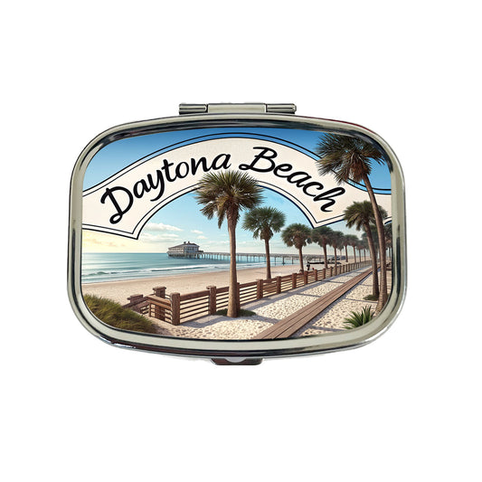 Daytona Beach, Florida FL Travel City State Stamp Travel Pill Box Case