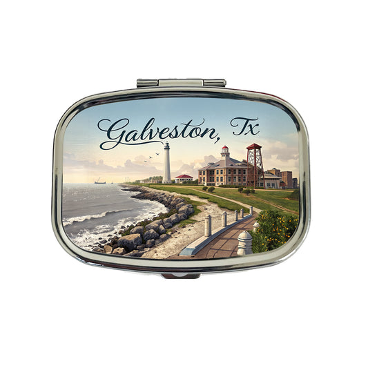 Galveston, Texas TX Travel City State Stamp Travel Pill Box Case