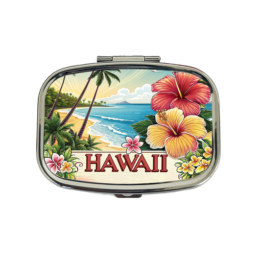 Hawaii HI Travel City State Stamp Travel Pill Box Case