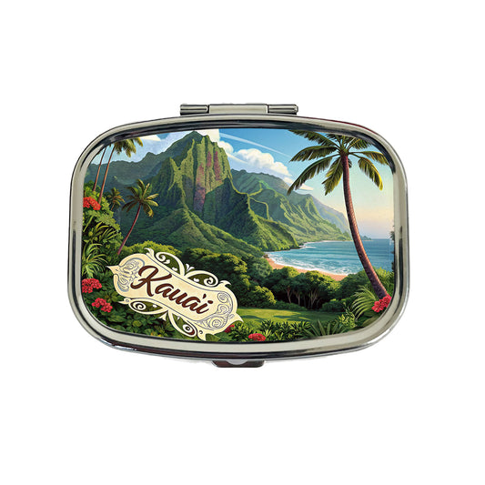 Kaua'i, Hawaii Hi Tropical Travel City State Stamp Travel Pill Box Case