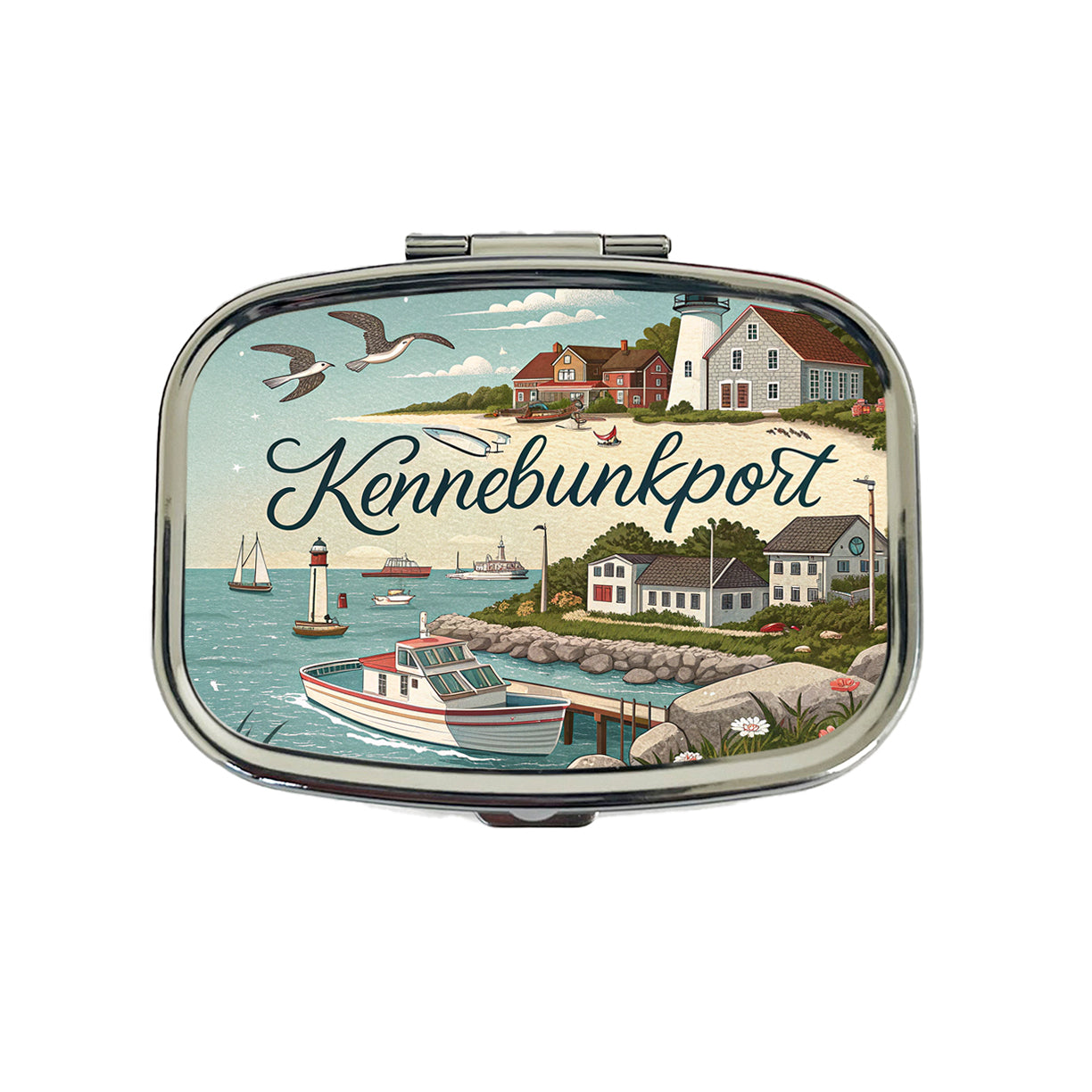Kennebunkport, Maine ME Travel City State Stamp Travel Pill Box Case