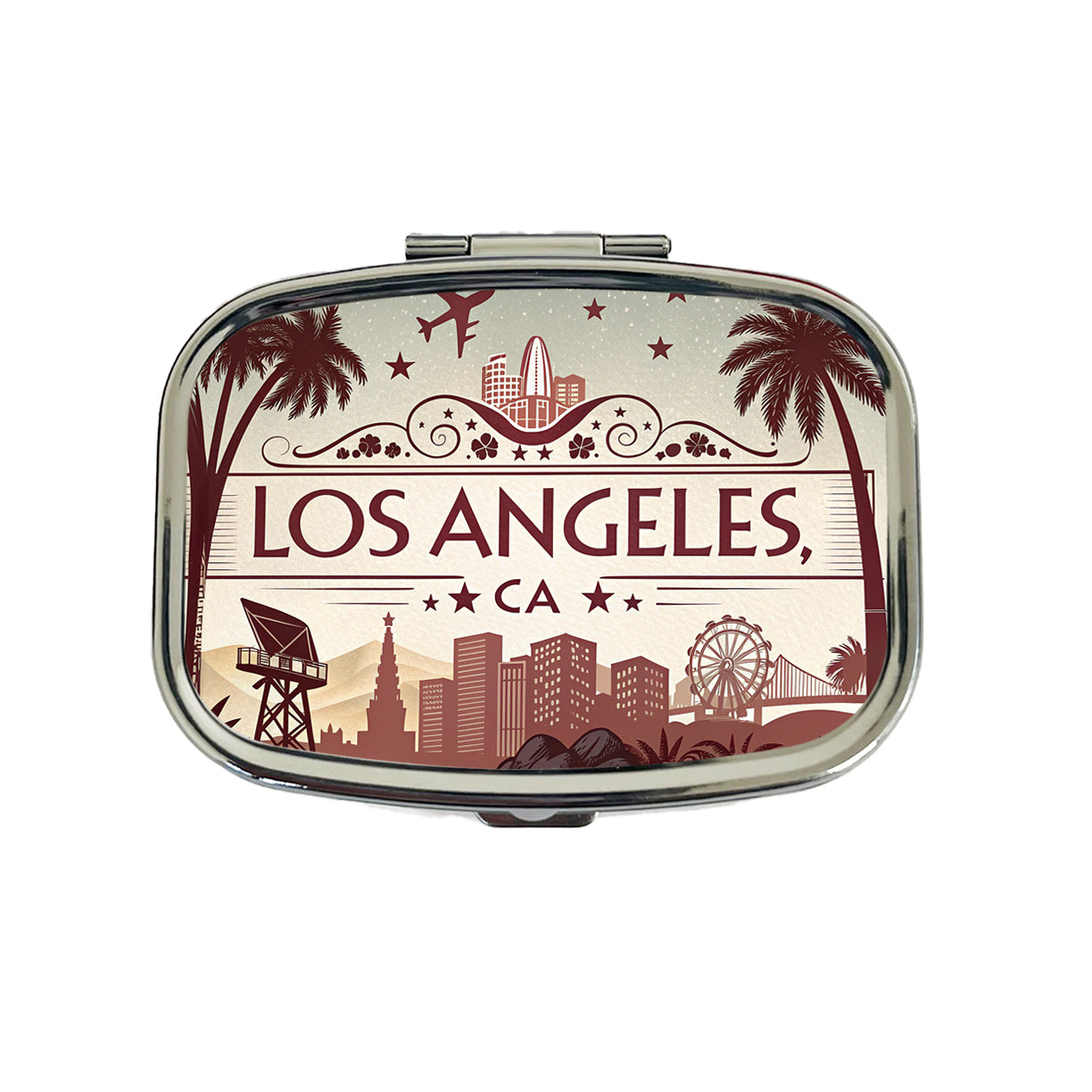 Los Angeles, California CA Travel City State Stamp Travel Pill Box Case