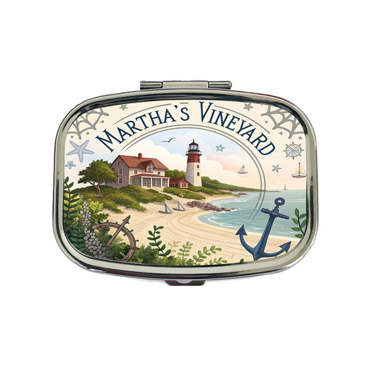 Martha's Vineyard, Massachusetts MA Travel City State Stamp Travel Pill Box Case