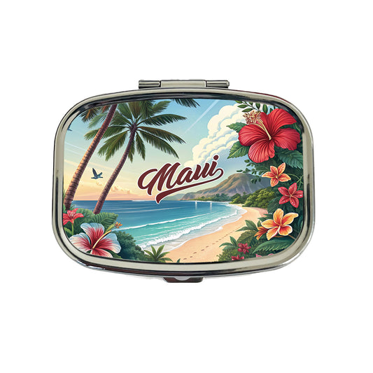 Maui, Hawaii HI Travel City State Stamp Travel Pill Box Case