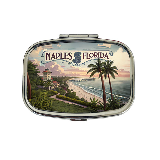 Naples, Florida FL Travel City State Stamp Travel Pill Box Case