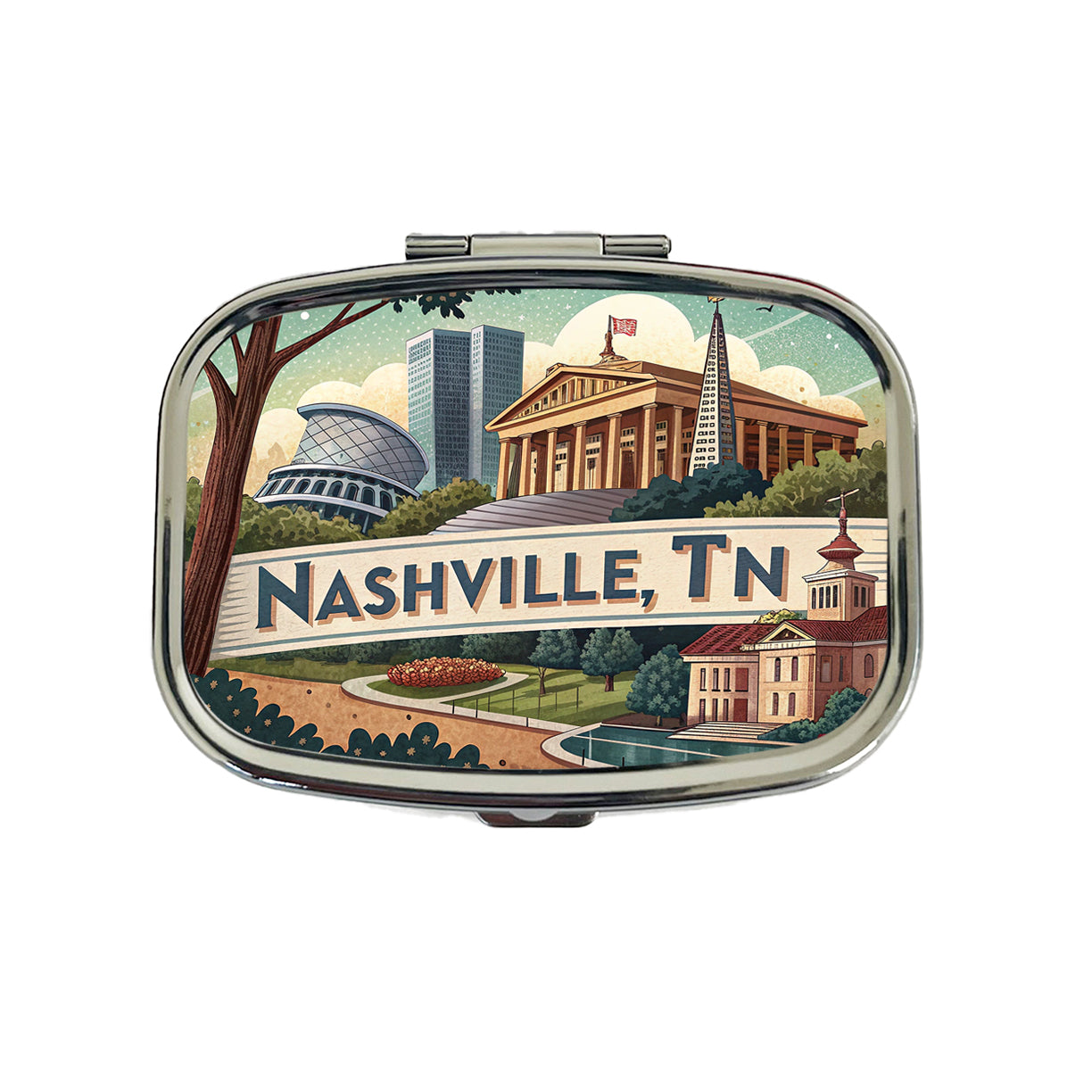 Nashville, Tennessee TN Travel City State Stamp Travel Pill Box Case