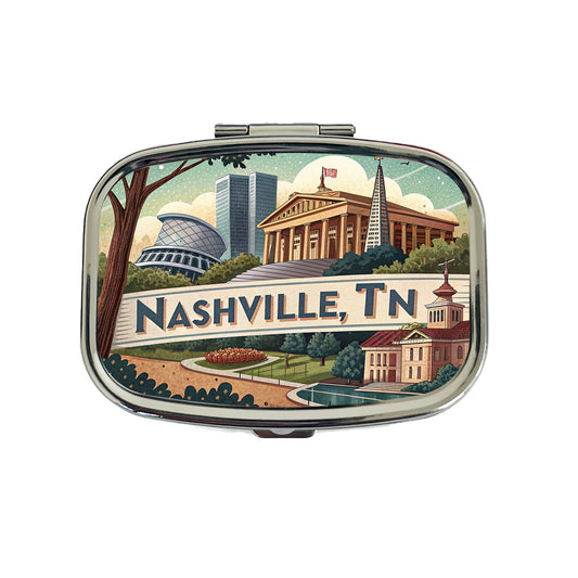 Nashville, Tennessee TN Travel City State Stamp Travel Pill Box Case