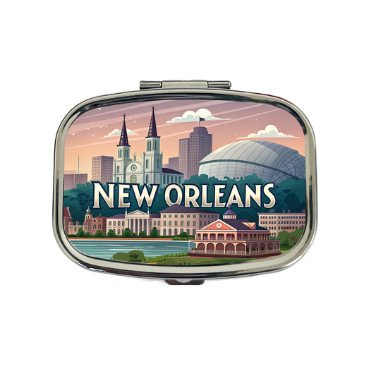 New Orleans, Louisiana LA Travel City State Stamp Travel Pill Box Case