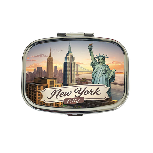 New York City NY Travel City State Stamp Travel Pill Box Case