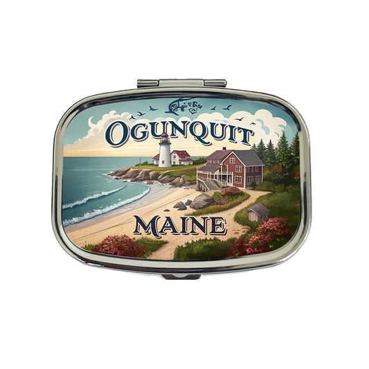 Ogunquit, Maine ME Travel City State Stamp Travel Pill Box Case