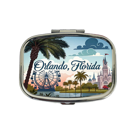 Orlando, Florida FL Travel City State Stamp Travel Pill Box Case