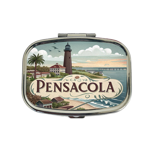 Pensacola, Florida FL Travel City State Stamp Travel Pill Box Case