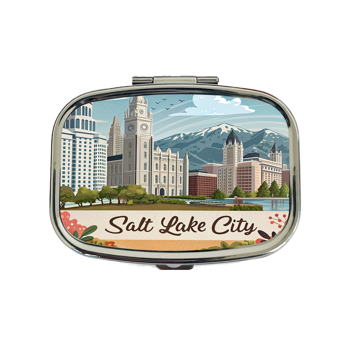 Salt Lake City, Utah UT Travel City State Stamp Travel Pill Box Case