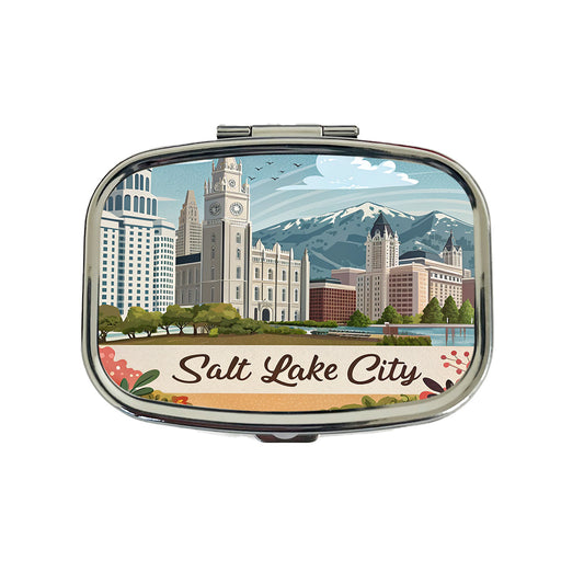 Salt Lake City, Utah UT Travel City State Stamp Travel Pill Box Case