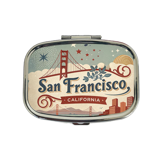 San Francisco, California CA Travel City State Stamp Travel Pill Box Case