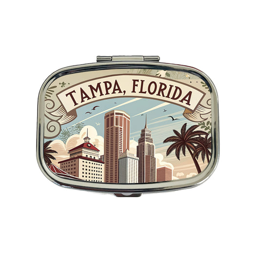 Tampa, Florida FL Travel City State Stamp Travel Pill Box Case