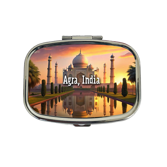 Agra, India Travel City Country Stamp Travel Pill Box Case
