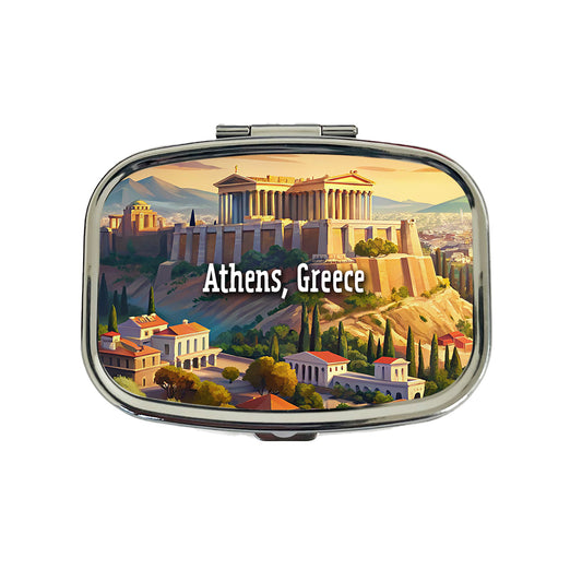 Athens, Greece Travel City Country Stamp Travel Pill Box Case