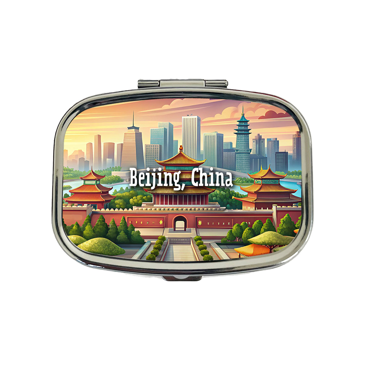 Beijing, China Travel City Country Stamp Travel Pill Box Case