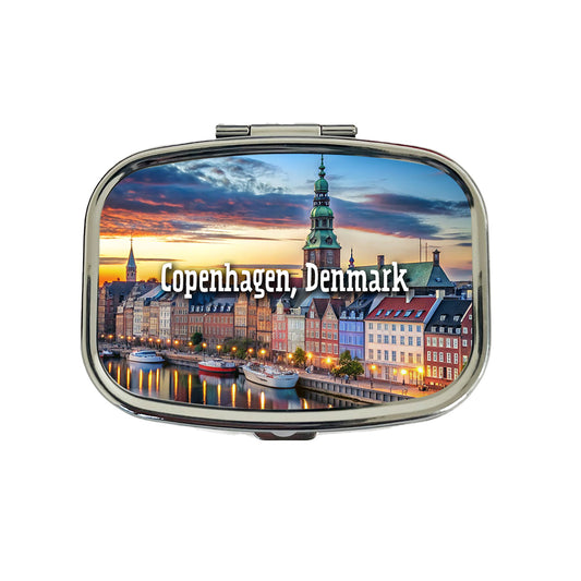 Copenhagen, Denmark Travel City Country Stamp Travel Pill Box Case