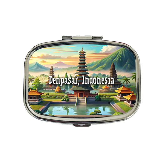 Denpasar, Indonesia Travel City Country Stamp Travel Pill Box Case