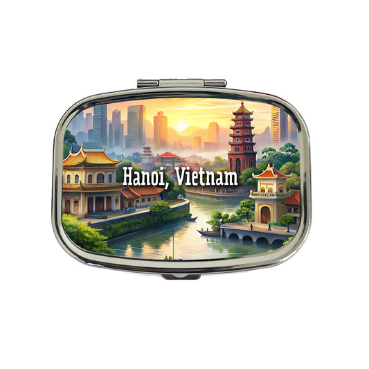 Hanoi, Vietnam Travel City Country Stamp Travel Pill Box Case