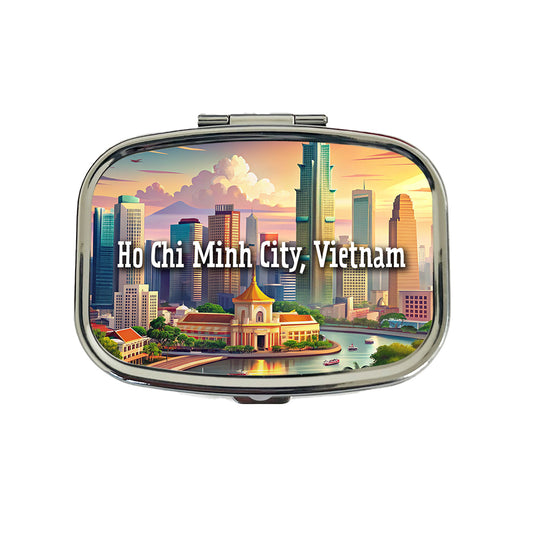 Ho Chi Minh City, Vietnam Travel City Country Stamp Travel Pill Box Case