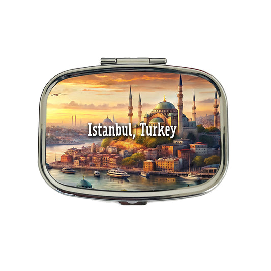 Istanbul, Turkey Travel City Country Stamp Travel Pill Box Case