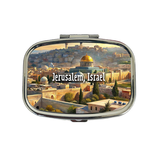 Jerusalem, Israel Travel City Country Stamp Travel Pill Box Case