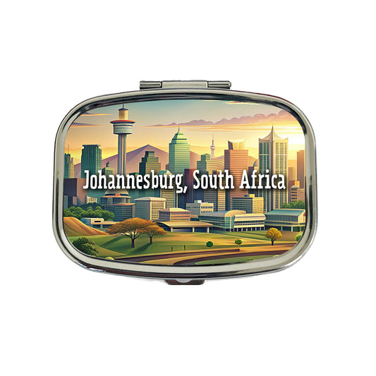 Johannesburg, South Africa Travel City Country Stamp Travel Pill Box Case