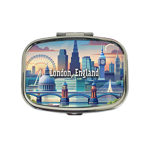 London, England Travel City Country Stamp Travel Pill Box Case