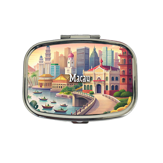 Macau Travel City Country Stamp Travel Pill Box Case