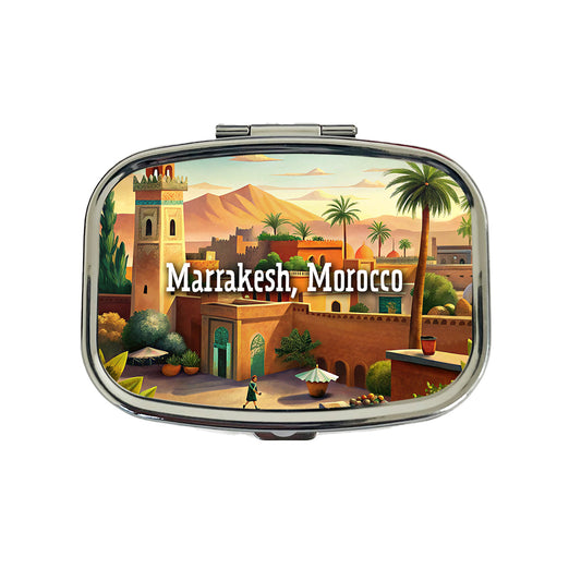 Marrakesh, Morocco Travel City Country Stamp Travel Pill Box Case