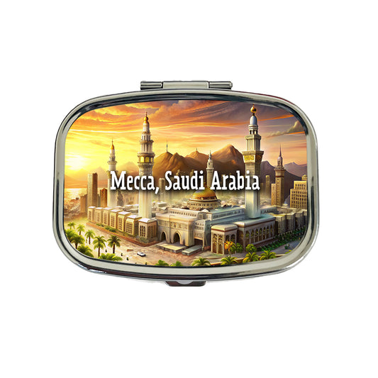 Mecca, Saudi Arabia Travel City Country Stamp Travel Pill Box Case