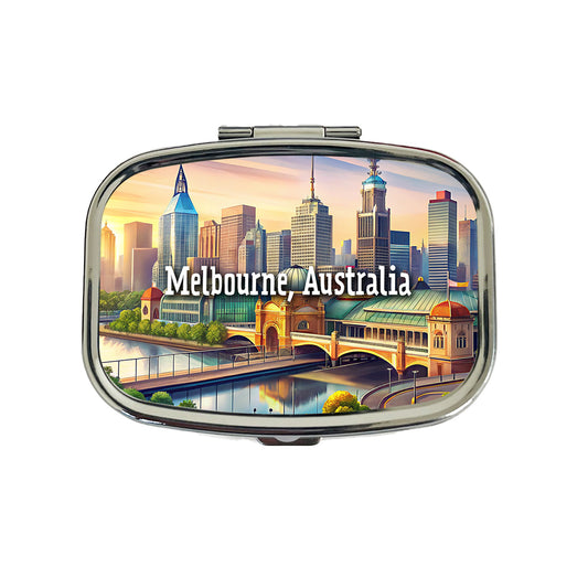 Melbourne, Australia Travel City Country Stamp Travel Pill Box Case