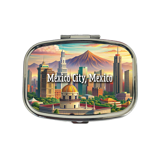 Mexico City, Mexico Travel City Country Stamp Travel Pill Box Case