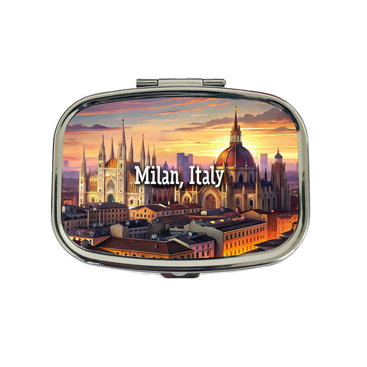 Milan, Italy Travel City Country Stamp Travel Pill Box Case