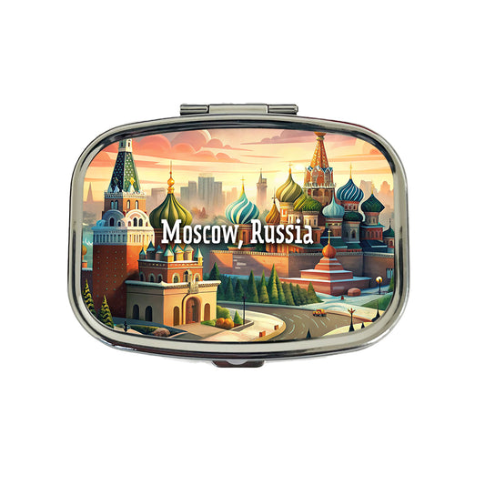 Moscow, Russia Travel City Country Stamp Travel Pill Box Case