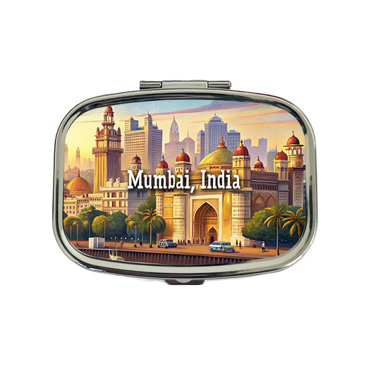 Mumbai, India Travel City Country Stamp Travel Pill Box Case