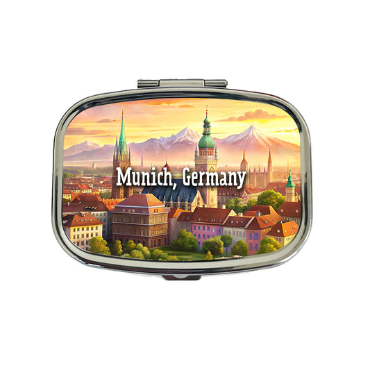 Munich, Germany Travel City Country Stamp Travel Pill Box Case