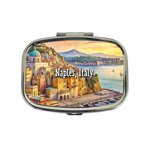 Naples, Italy Travel City Country Stamp Travel Pill Box Case