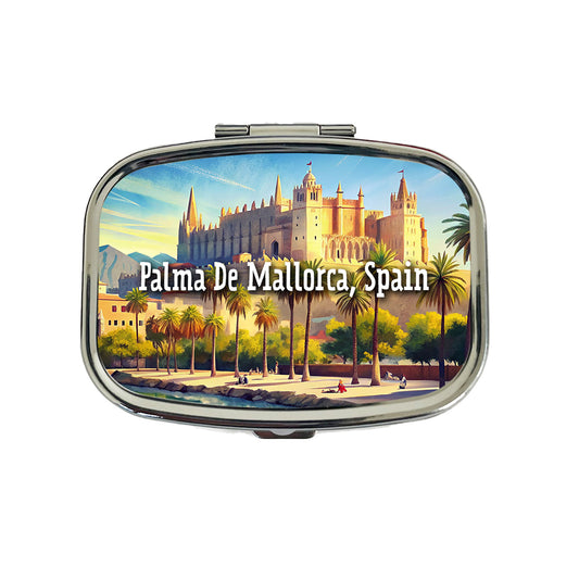 Palma De Mallorca, Spain Travel City Country Stamp Travel Pill Box Case