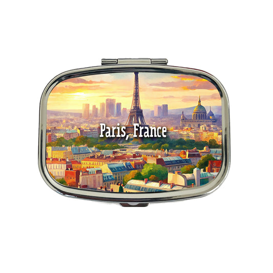 Paris, France Travel City Country Stamp Travel Pill Box Case