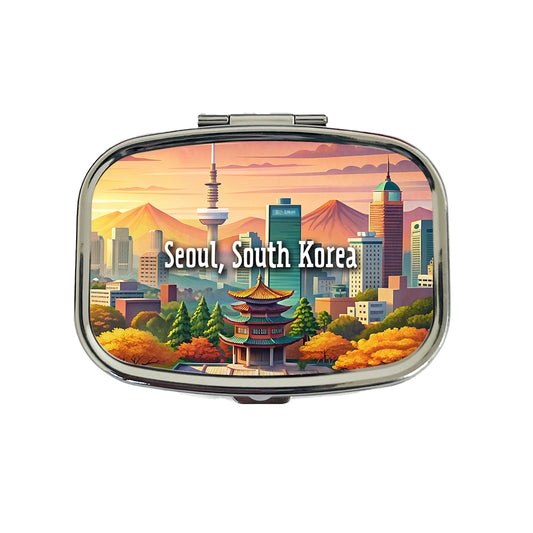 Seoul, South Korea Travel City Country Stamp Travel Pill Box Case