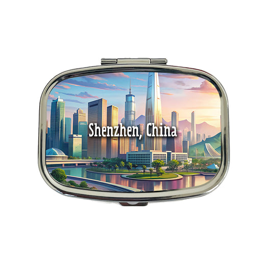 Shenzhen, China Travel City Country Stamp Travel Pill Box Case