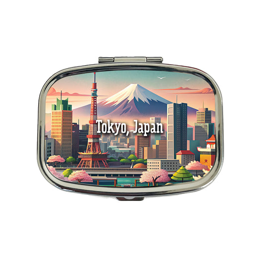 Tokyo, Japan Travel City Country Stamp Travel Pill Box Case